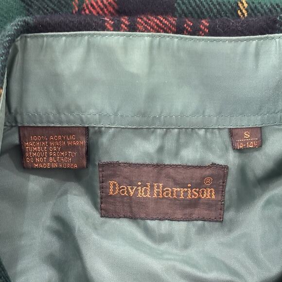 Vintage David Harrison Men’s Size S Green Plaid Flannel Button-Up Shirt - Picture 3 of 5